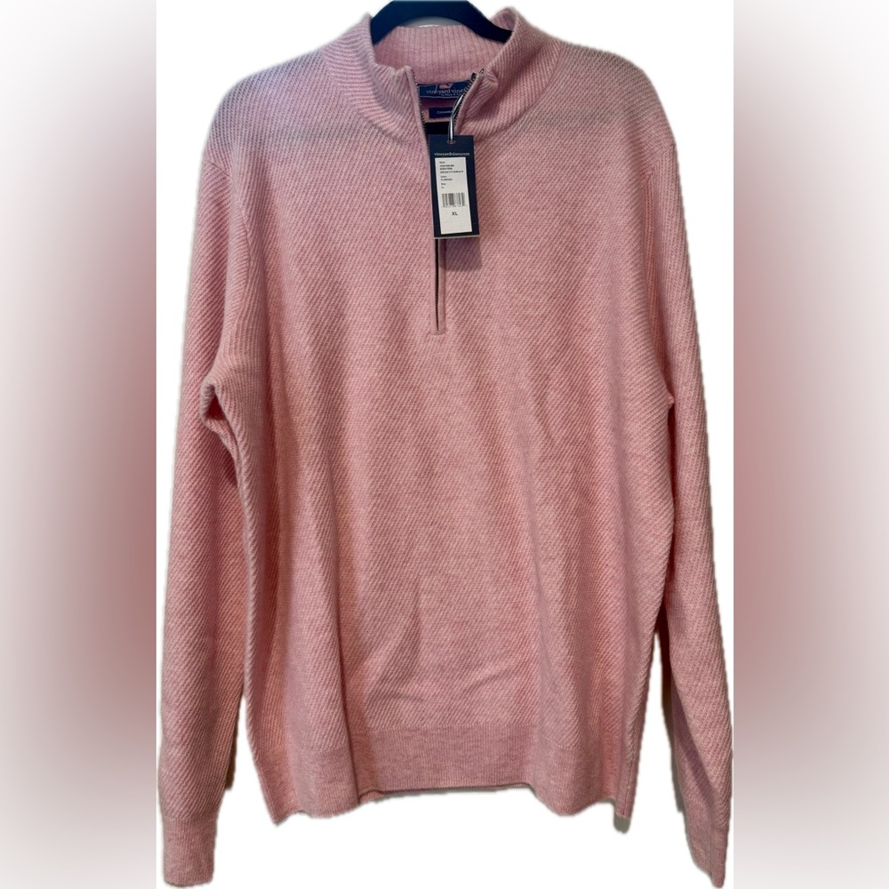 Vineyard Vines Cat Cay Quarter-Zip Men XL Flamingo Pink 100% Cashmere NWT $298